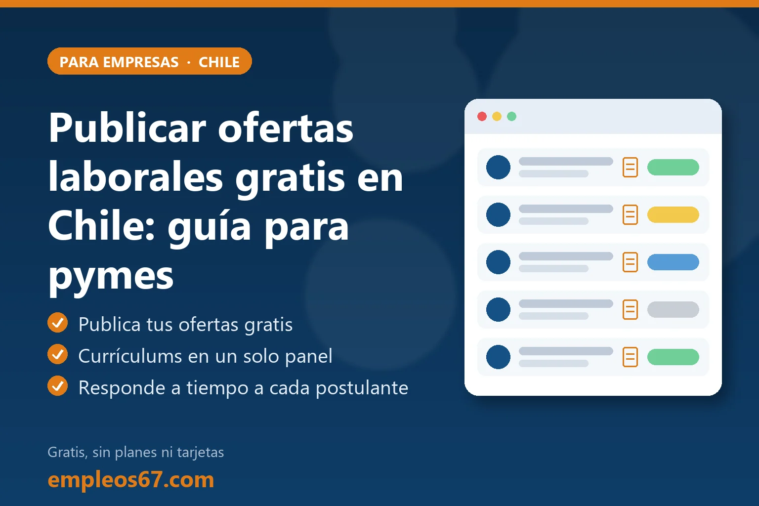 Pyme chilena publicando ofertas laborales gratis y ordenando postulantes en un panel