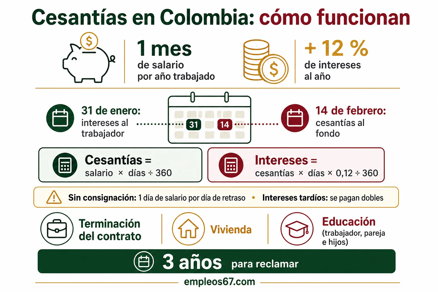 Cesantías e intereses a las cesantías: cuándo y cómo retirarlas