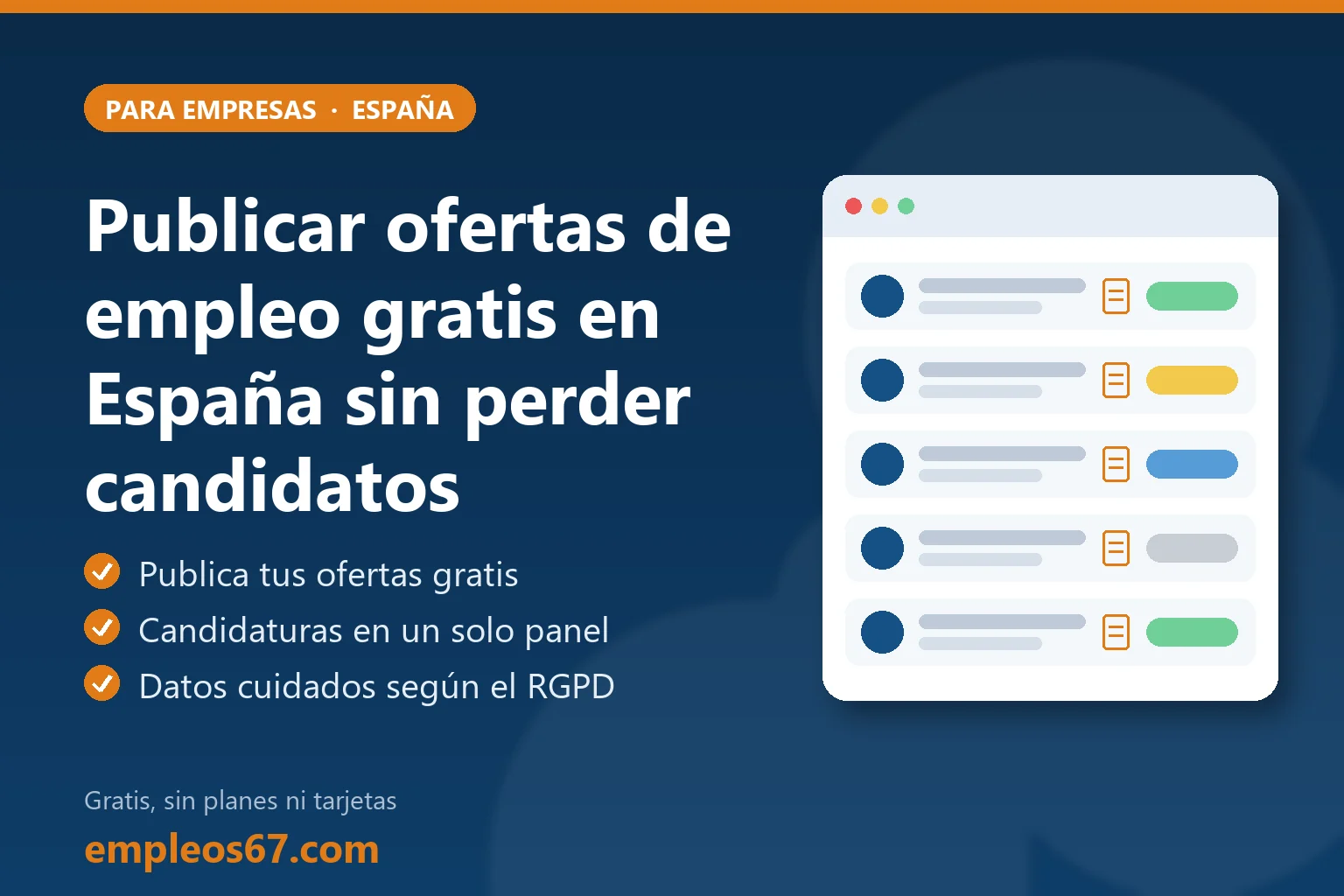 Pyme española publicando ofertas de empleo gratis y gestionando candidaturas