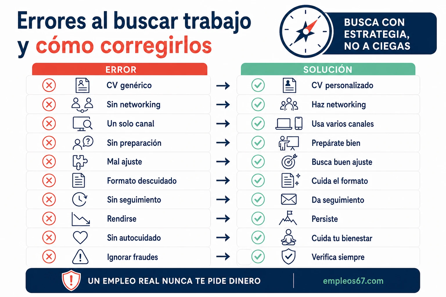 Errores que debes evitar al buscar trabajo y cómo corregirlos