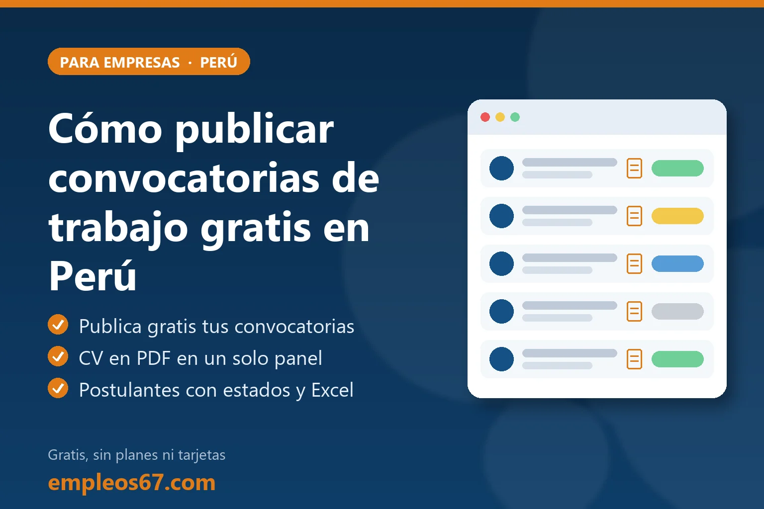 Panel para publicar convocatorias de trabajo y gestionar postulantes en Perú